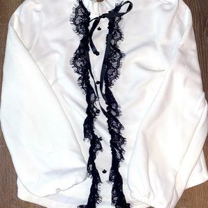 White ruffle work top